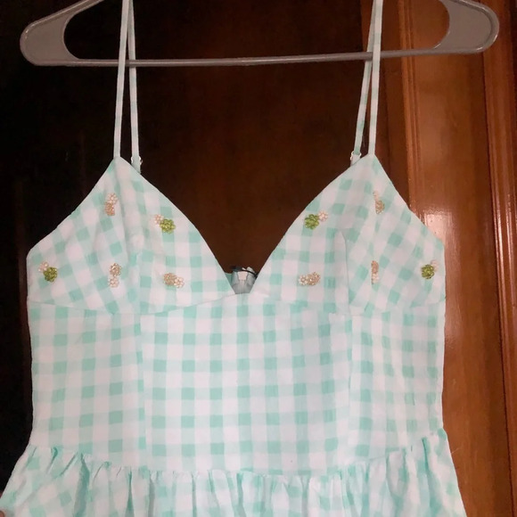 ZARA GINGHAM BEADED FLOWER DETAILED DRESS WITH POCKETS - Picture 11 of 14